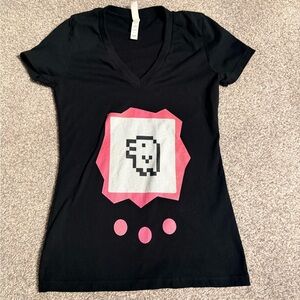 Black Tee with Pink Tamagotchi design